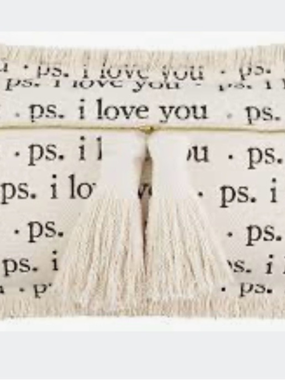 Mud Pie Cream 'ps. i love you' Tassel Lumbar Pillow
